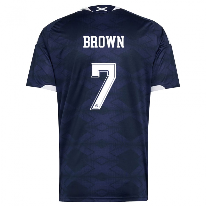 נשים סקוטלנד פיונה בראון #7 כהה לבן ג'רזי ביתית 26-28 חולצה קצרה