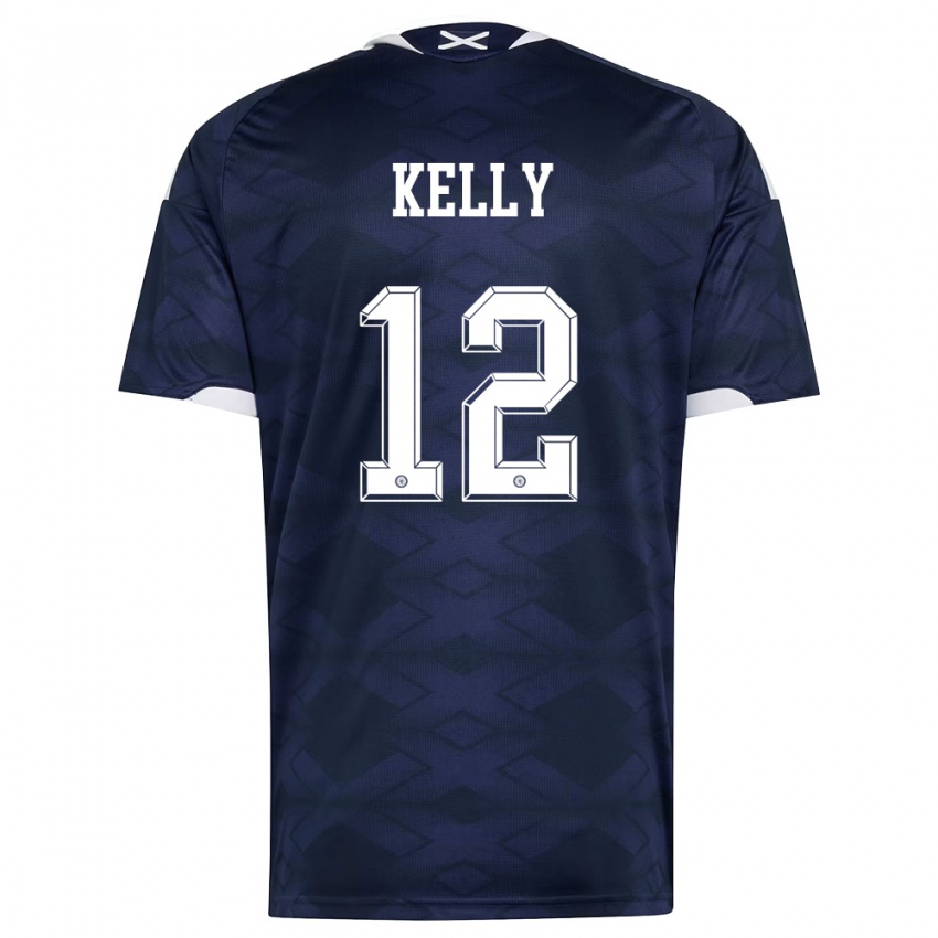 נשים סקוטלנד ליאם קלי #12 כהה לבן ג'רזי ביתית 26-28 חולצה קצרה