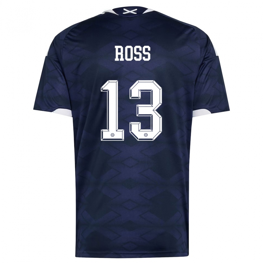 נשים סקוטלנד Jane Ross #13 כהה לבן ג'רזי ביתית 26-28 חולצה קצרה