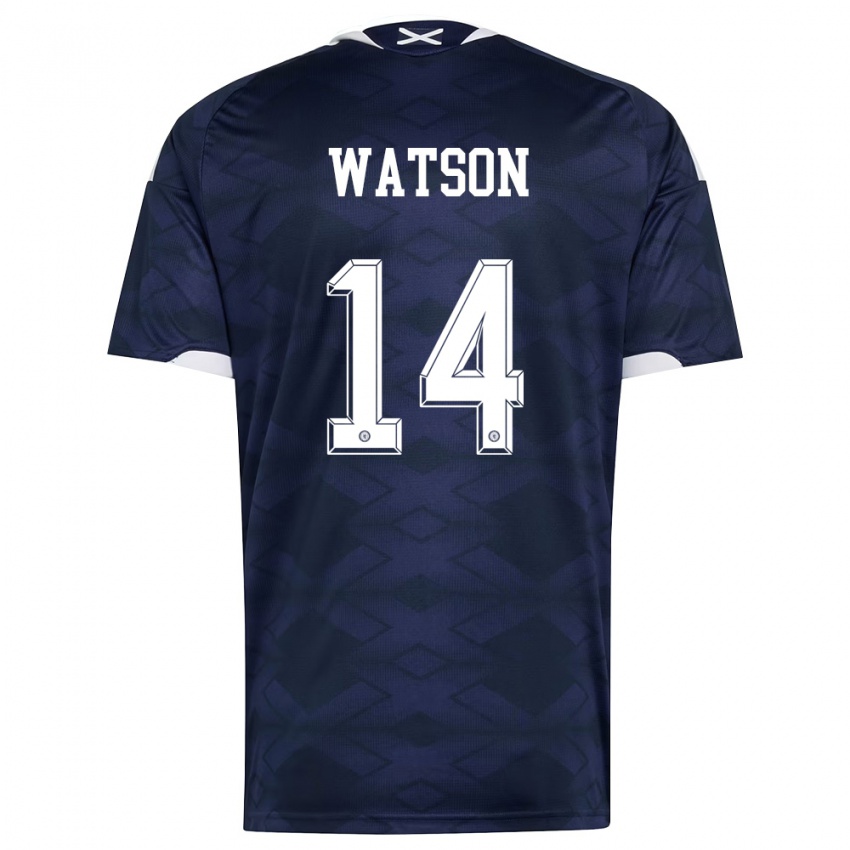 נשים סקוטלנד David Watson #14 כהה לבן ג'רזי ביתית 26-28 חולצה קצרה