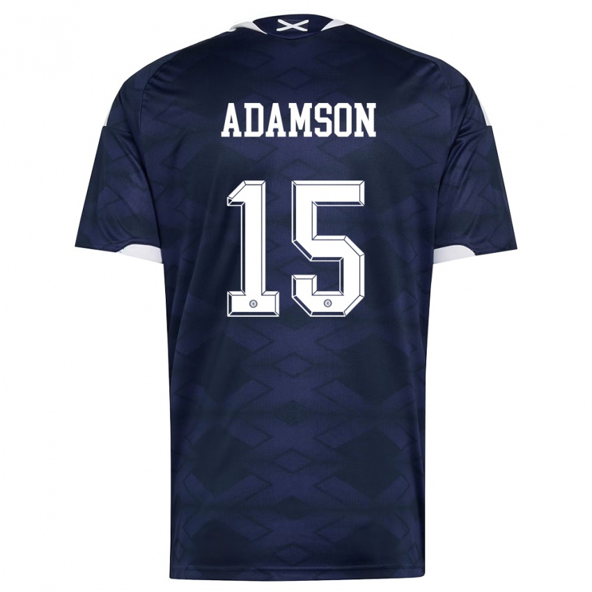 נשים סקוטלנד קאלום אדמסון #15 כהה לבן ג'רזי ביתית 26-28 חולצה קצרה