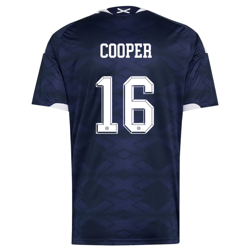 נשים סקוטלנד ליאם קופר #16 כהה לבן ג'רזי ביתית 26-28 חולצה קצרה