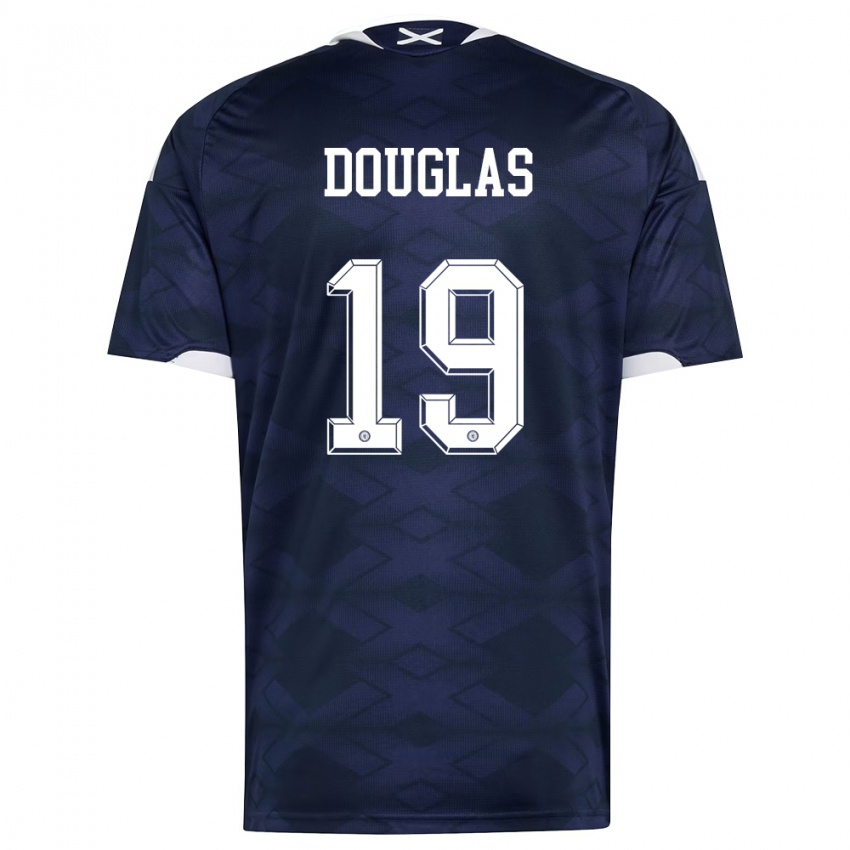 נשים סקוטלנד Luke Douglas #19 כהה לבן ג'רזי ביתית 26-28 חולצה קצרה
