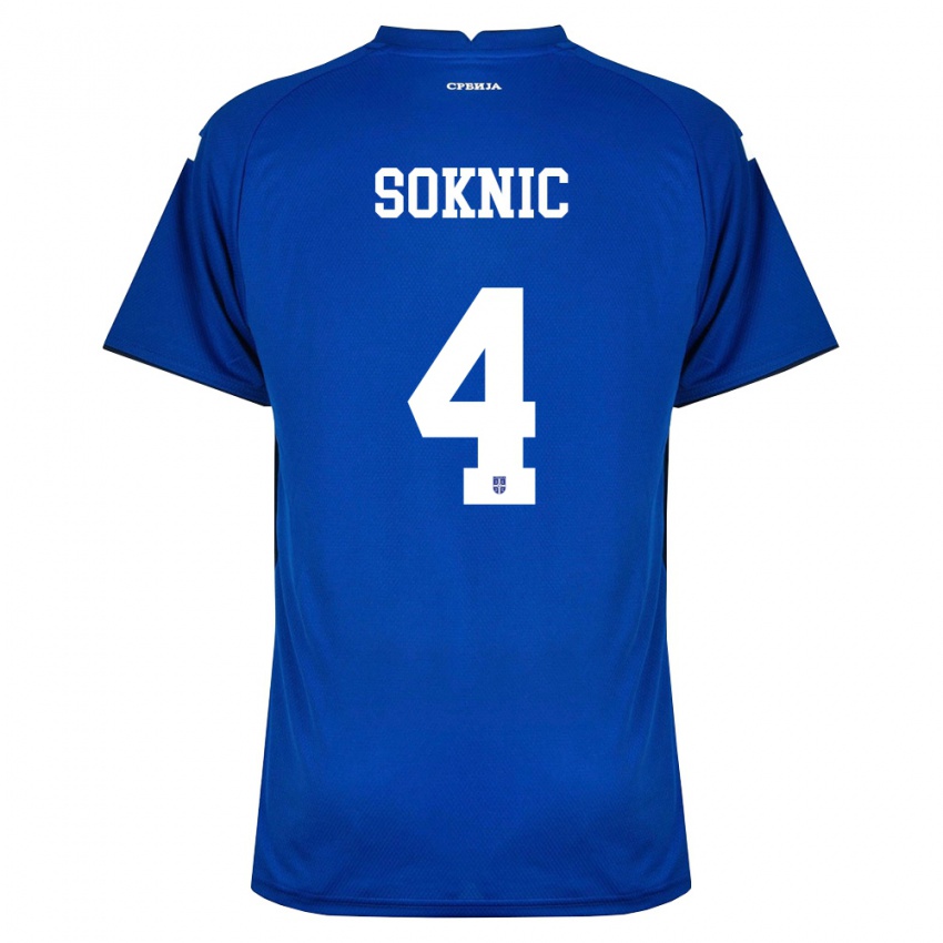 נשים סרביה Luka Soknic #4 כהה אדום ג'רזי ביתית 26-28 חולצה קצרה