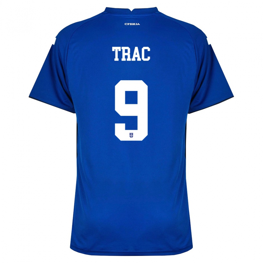 נשים סרביה Jovan Trac #9 כהה אדום ג'רזי ביתית 26-28 חולצה קצרה