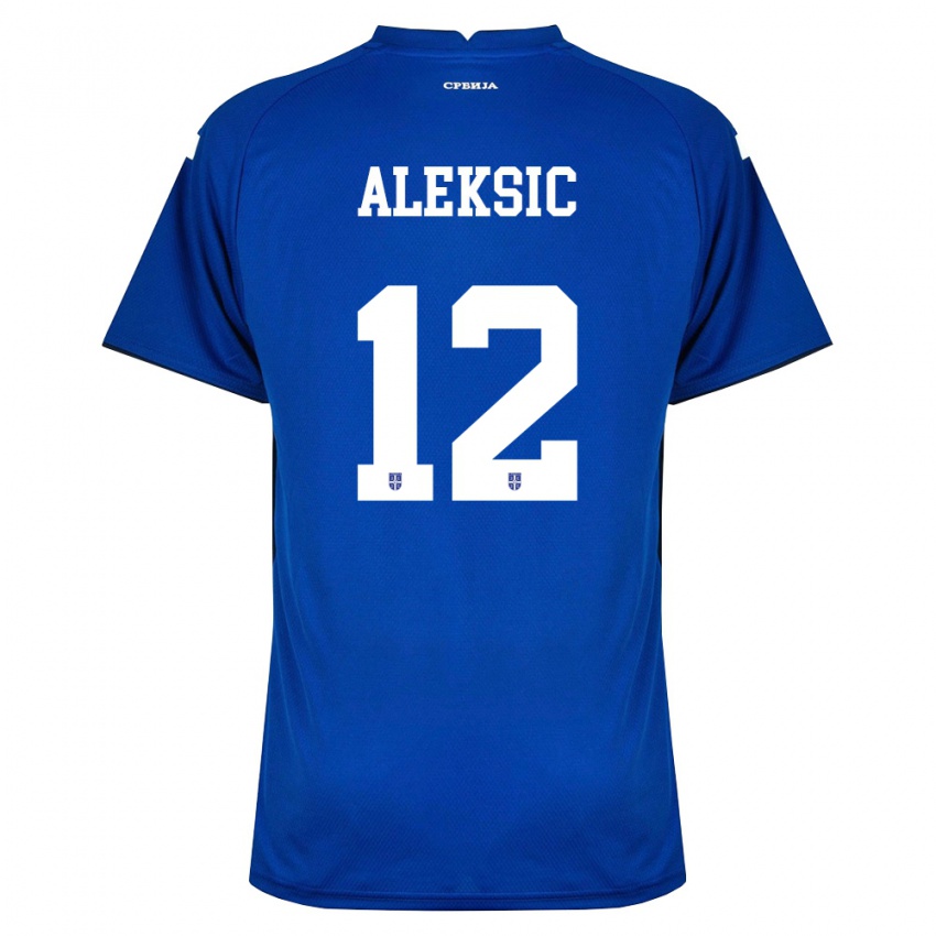 נשים סרביה Strahinja Aleksic #12 כהה אדום ג'רזי ביתית 26-28 חולצה קצרה