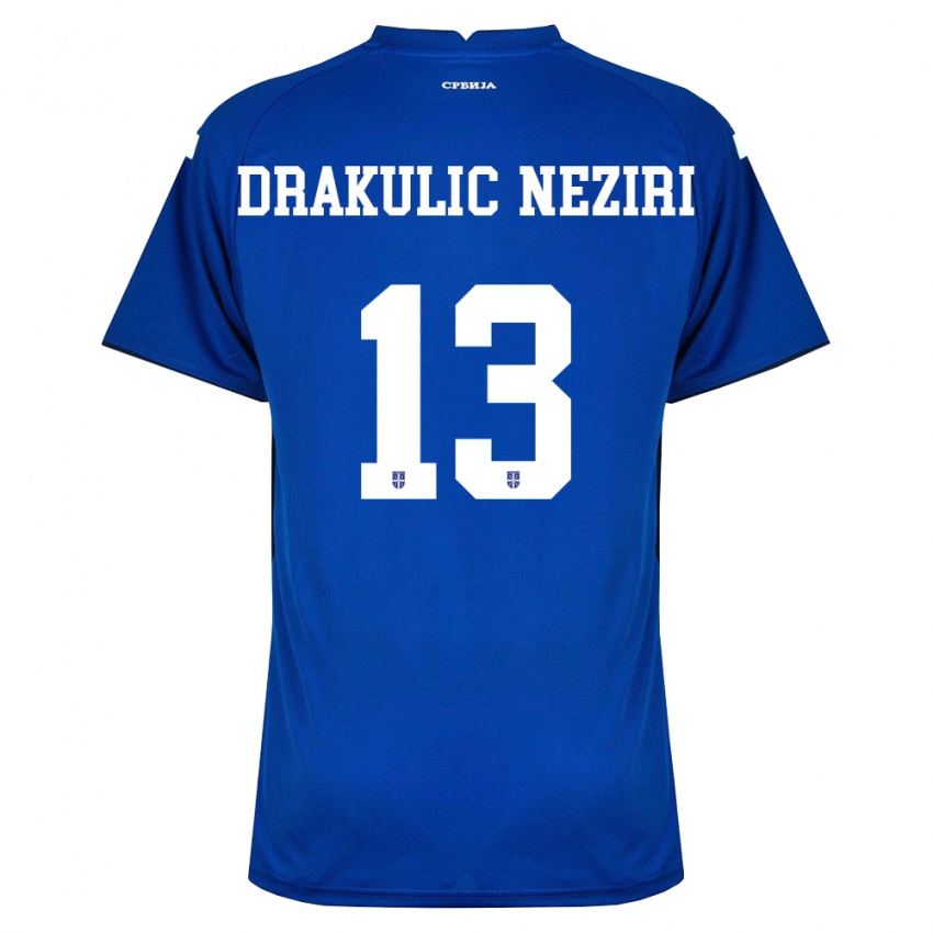 נשים סרביה Andrej Drakulic Neziri #13 כהה אדום ג'רזי ביתית 26-28 חולצה קצרה