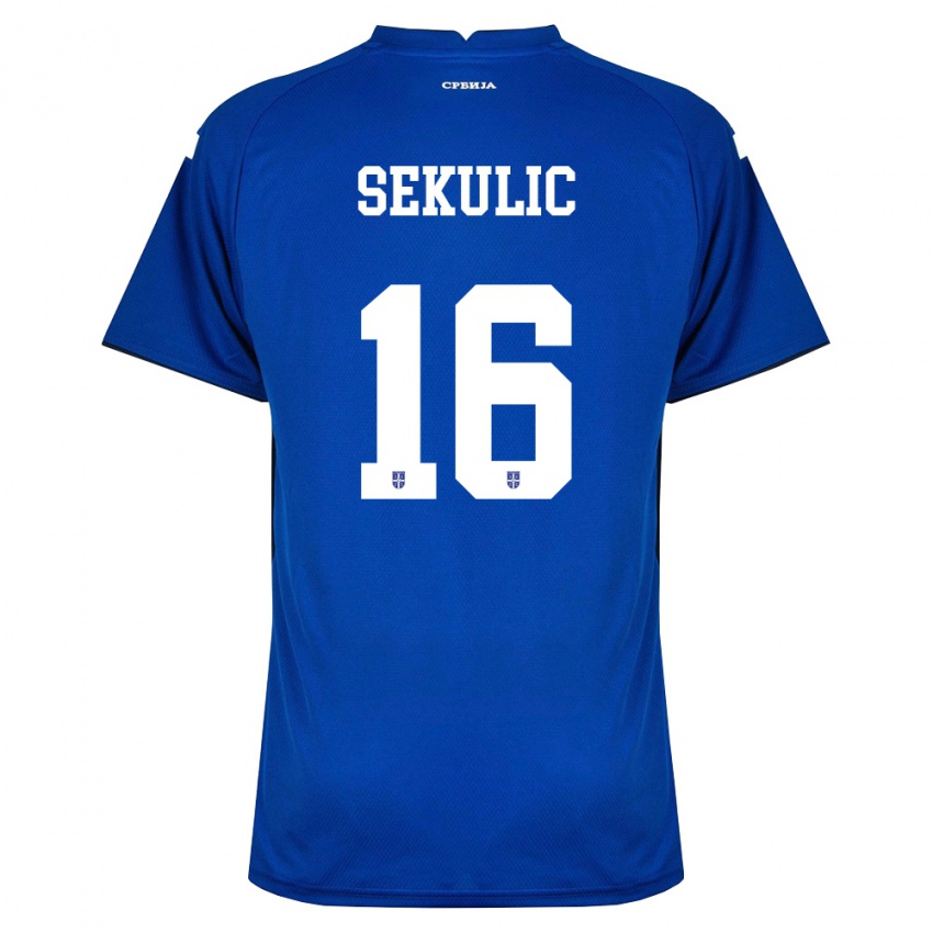 נשים סרביה Vid Sekulic #16 כהה אדום ג'רזי ביתית 26-28 חולצה קצרה