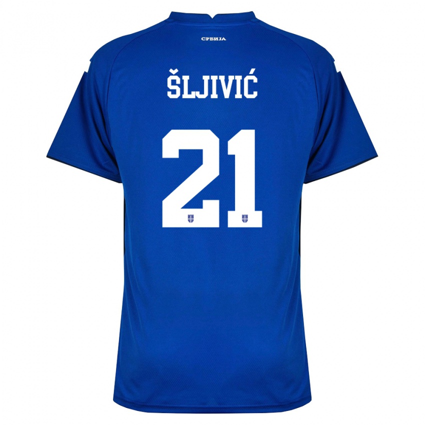 נשים סרביה יובאן אלייביץ' #21 כהה אדום ג'רזי ביתית 26-28 חולצה קצרה