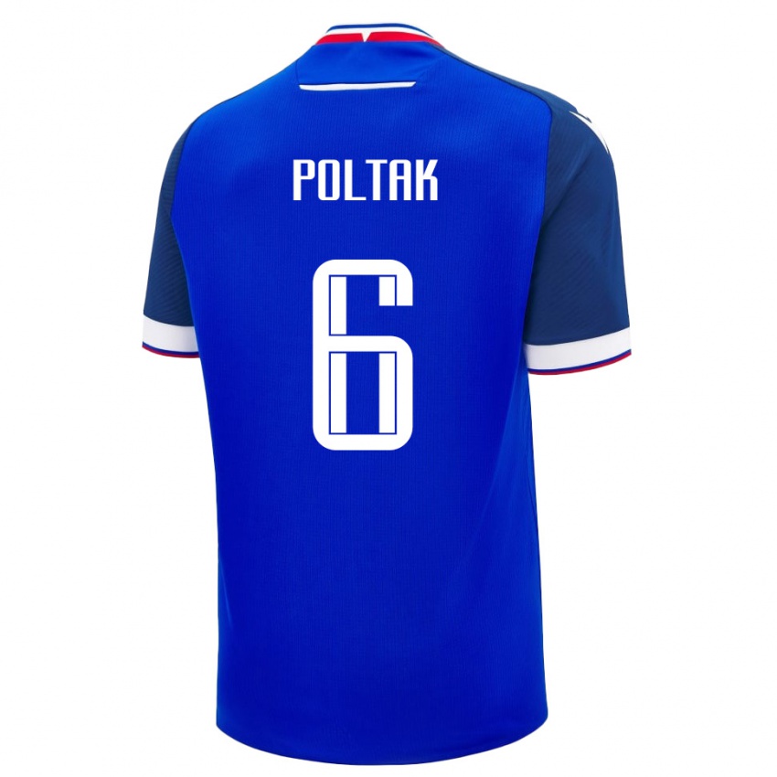 נשים סלובקיה Filip Poltak #6 כחול לבן ג'רזי ביתית 26-28 חולצה קצרה