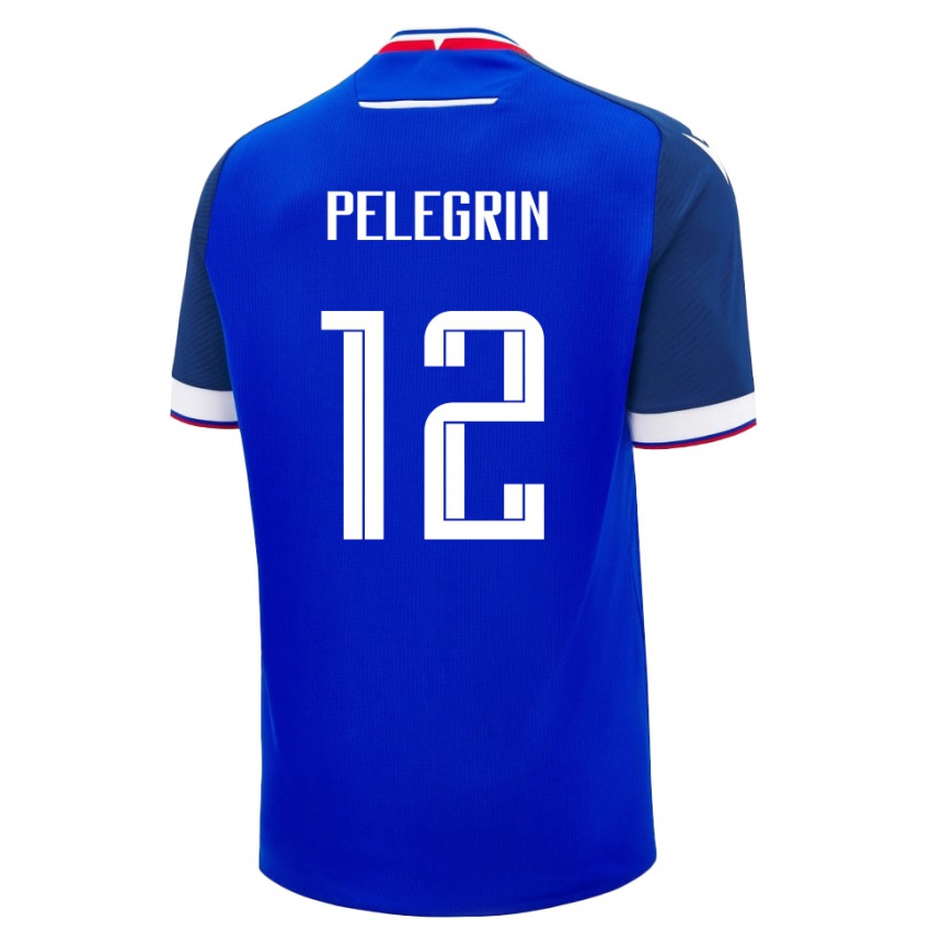 נשים סלובקיה Lukas Pelegrin #12 כחול לבן ג'רזי ביתית 26-28 חולצה קצרה