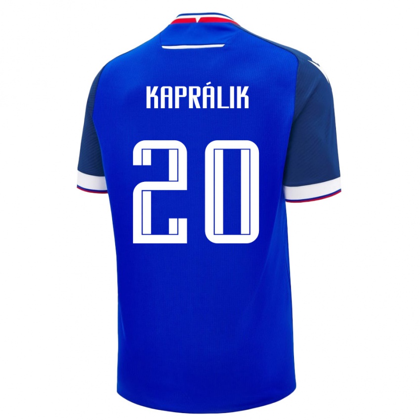 נשים סלובקיה Adrian Kapralik #20 כחול לבן ג'רזי ביתית 26-28 חולצה קצרה