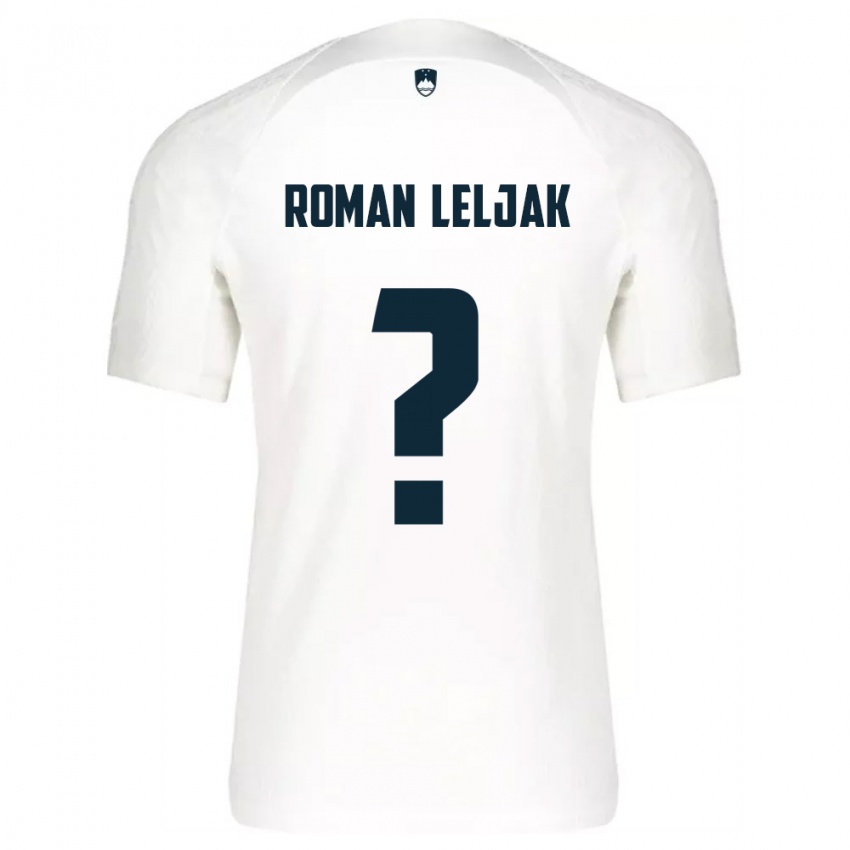 נשים סלובניה Nejc Roman Leljak #0 לבן כחול ג'רזי ביתית 26-28 חולצה קצרה