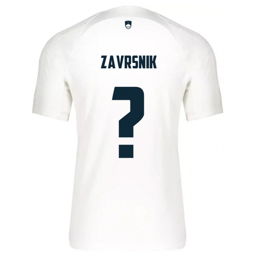 נשים סלובניה Nik Zavrsnik #0 לבן כחול ג'רזי ביתית 26-28 חולצה קצרה