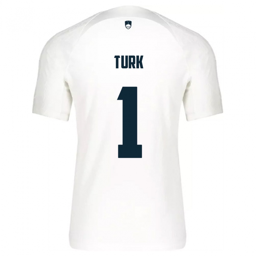 נשים סלובניה Martin Turk #1 לבן כחול ג'רזי ביתית 26-28 חולצה קצרה
