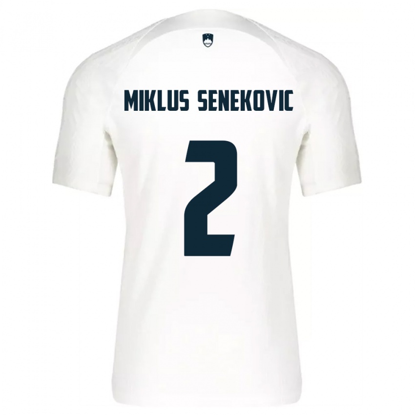 נשים סלובניה Gal Miklus Senekovic #2 לבן כחול ג'רזי ביתית 26-28 חולצה קצרה