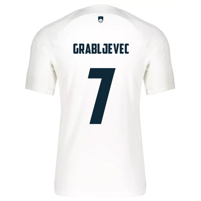 נשים סלובניה Anze Grabljevec #7 לבן כחול ג'רזי ביתית 26-28 חולצה קצרה