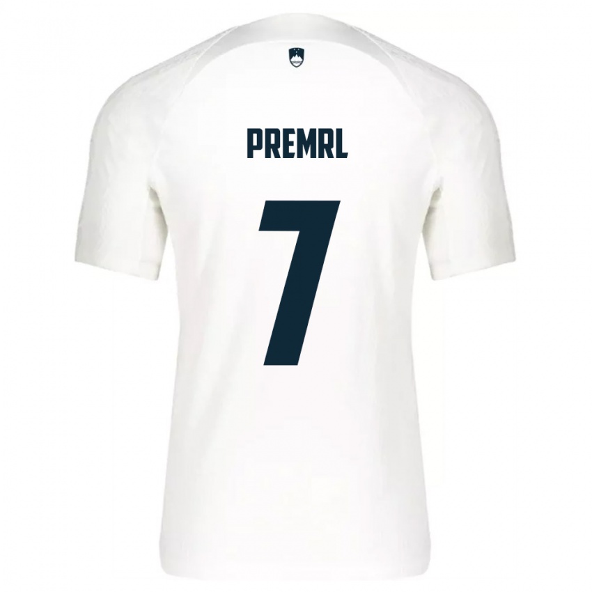 נשים סלובניה Jaka Premrl #7 לבן כחול ג'רזי ביתית 26-28 חולצה קצרה