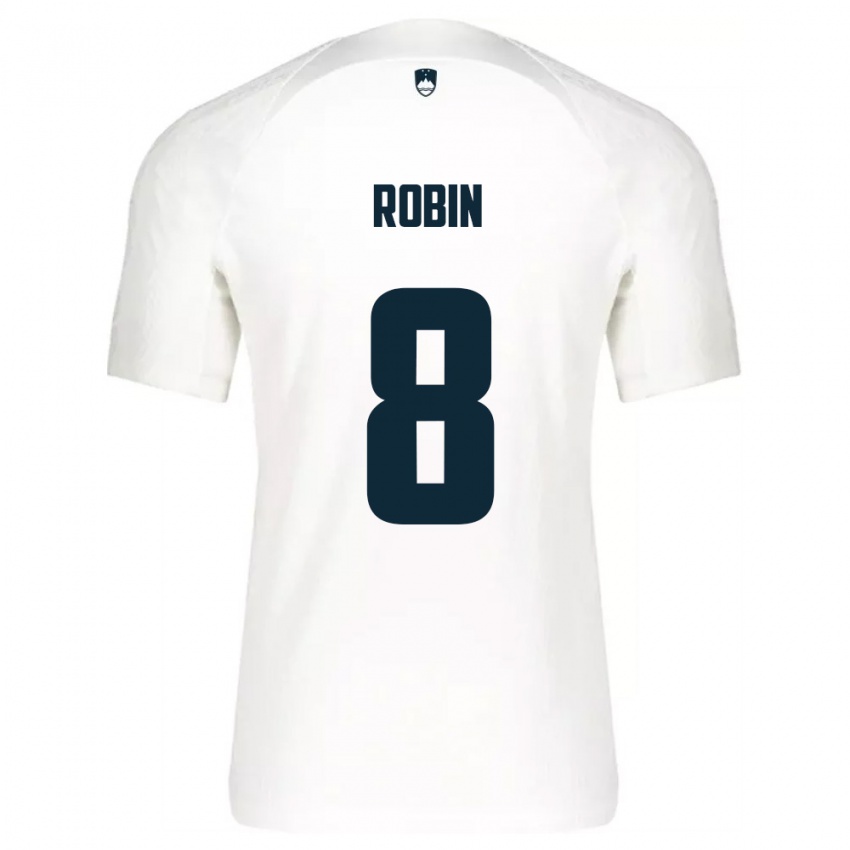 נשים סלובניה Jaka Robin #8 לבן כחול ג'רזי ביתית 26-28 חולצה קצרה