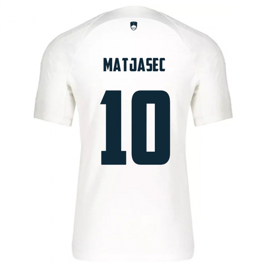 נשים סלובניה Miha Matjasec #10 לבן כחול ג'רזי ביתית 26-28 חולצה קצרה