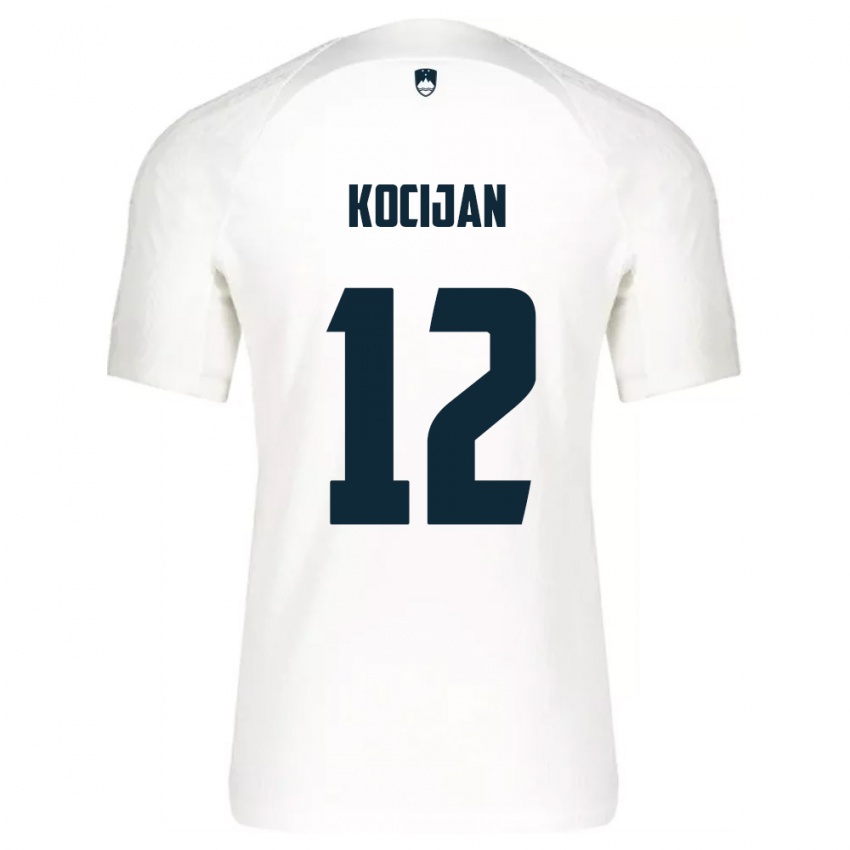 נשים סלובניה Iva Kocijan #12 לבן כחול ג'רזי ביתית 26-28 חולצה קצרה