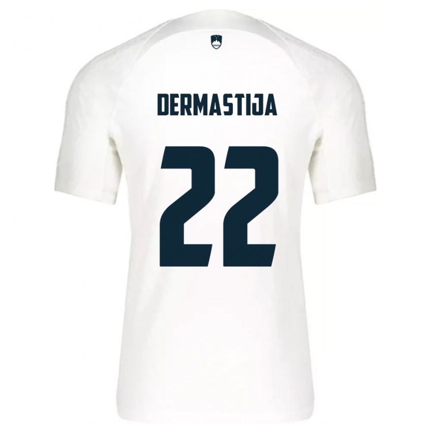 נשים סלובניה Nejc Dermastija #22 לבן כחול ג'רזי ביתית 26-28 חולצה קצרה