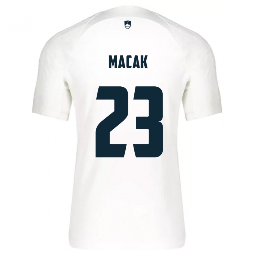 נשים סלובניה Manuel Macak #23 לבן כחול ג'רזי ביתית 26-28 חולצה קצרה