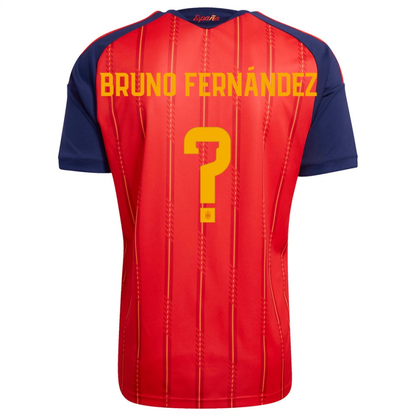 נשים ספרד Bruno Fernández #0 אדום כהה צהוב ג'רזי ביתית 26-28 חולצה קצרה