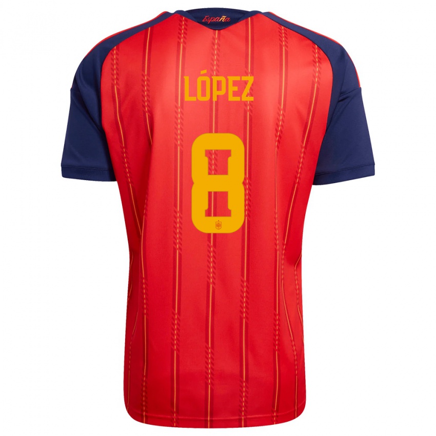 נשים ספרד פרננדו לופס גונסאלס #8 אדום כהה צהוב ג'רזי ביתית 26-28 חולצה קצרה
