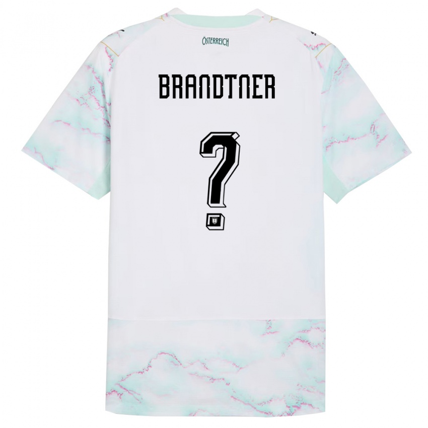 נשים אוסטריה Jakob Brandtner #0 לבן ירוק זהב הרחק ג'רזי 26-28 חולצה קצרה