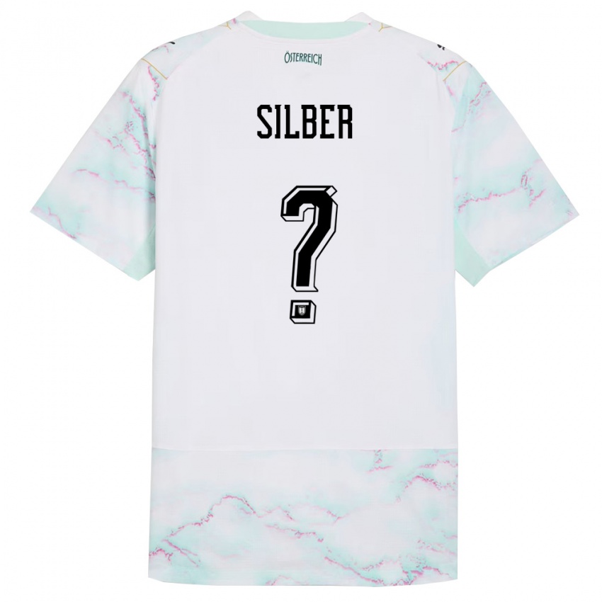 נשים אוסטריה Fabian Silber #0 לבן ירוק זהב הרחק ג'רזי 26-28 חולצה קצרה