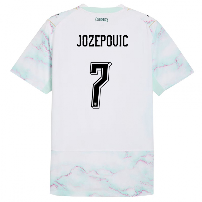 נשים אוסטריה Nicolas Jozepovic #7 לבן ירוק זהב הרחק ג'רזי 26-28 חולצה קצרה