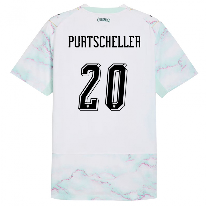 נשים אוסטריה Lilli Purtscheller #20 לבן ירוק זהב הרחק ג'רזי 26-28 חולצה קצרה