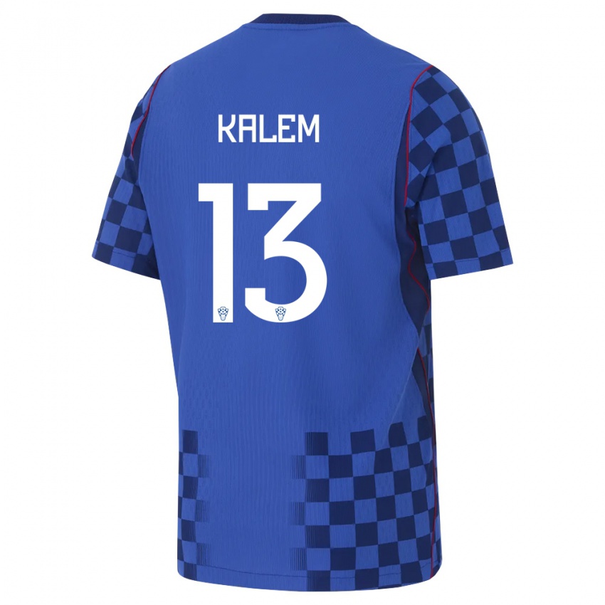 נשים קרואטיה David Kalem #13 כחול כהה אדום הרחק ג'רזי 26-28 חולצה קצרה
