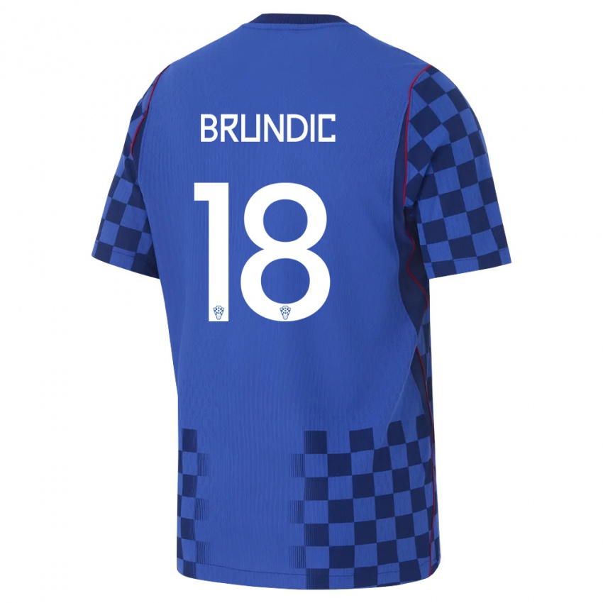 נשים קרואטיה Josip Brundic #18 כחול כהה אדום הרחק ג'רזי 26-28 חולצה קצרה