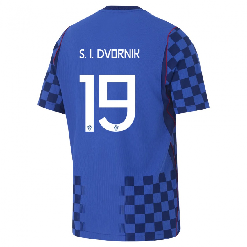 נשים קרואטיה Silvio Ivanisevic Dvornik #19 כחול כהה אדום הרחק ג'רזי 26-28 חולצה קצרה