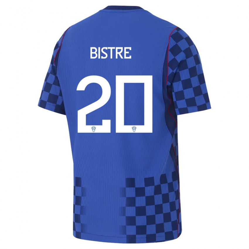 נשים קרואטיה Davor Bistre #20 כחול כהה אדום הרחק ג'רזי 26-28 חולצה קצרה