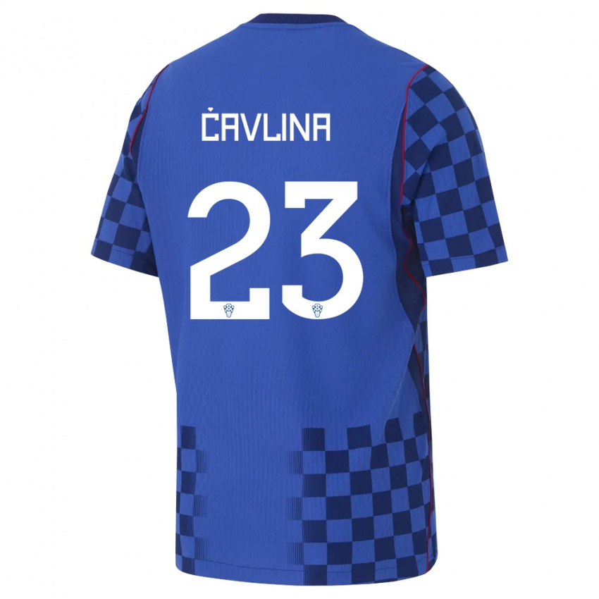 נשים קרואטיה ניקולה קבלינה #23 כחול כהה אדום הרחק ג'רזי 26-28 חולצה קצרה