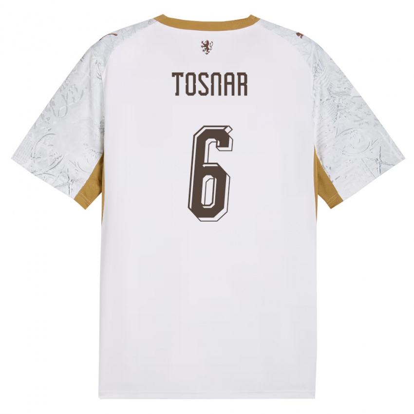 נשים צ'כיה Jakub Tosnar #6 שמנת זהב אפור הרחק ג'רזי 26-28 חולצה קצרה