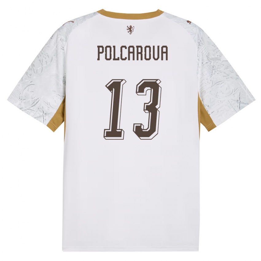נשים צ'כיה Barbora Polcarová #13 שמנת זהב אפור הרחק ג'רזי 26-28 חולצה קצרה