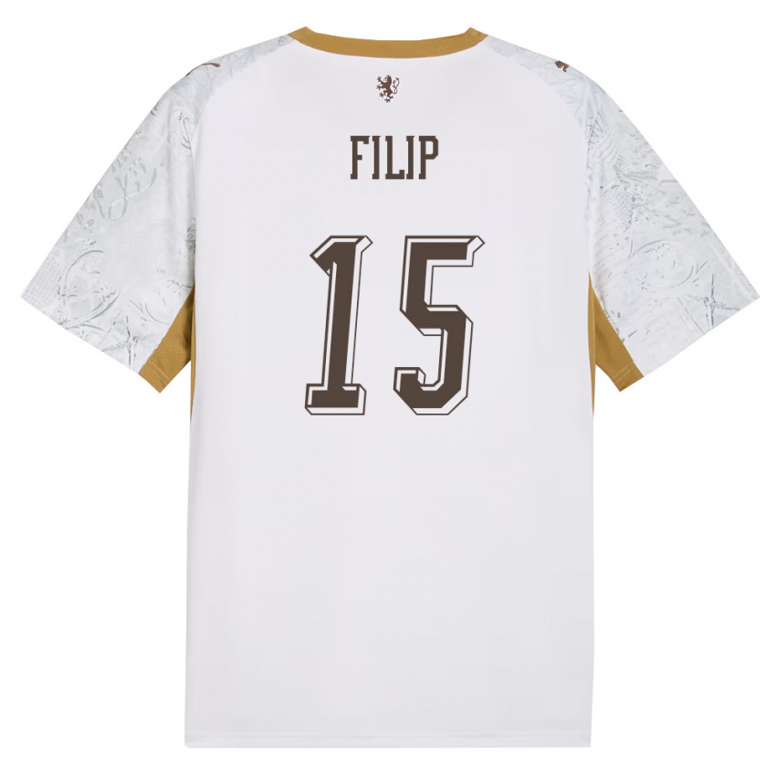 נשים צ'כיה Petr Filip #15 שמנת זהב אפור הרחק ג'רזי 26-28 חולצה קצרה