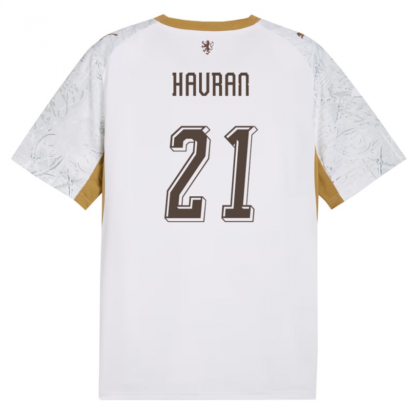 נשים צ'כיה Marek Havran #21 שמנת זהב אפור הרחק ג'רזי 26-28 חולצה קצרה