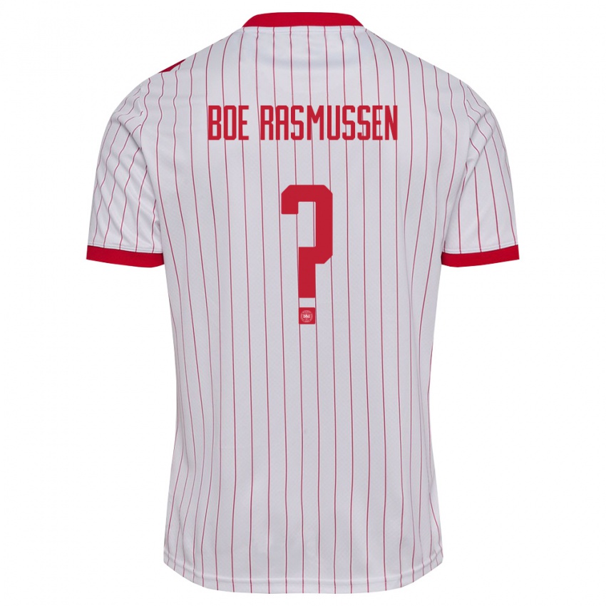 נשים דנמרק Hjalte Boe Rasmussen #0 לבן אדום הרחק ג'רזי 26-28 חולצה קצרה