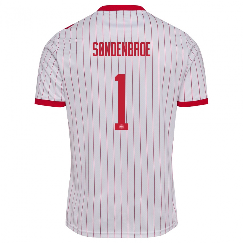 נשים דנמרק אנדראס סונדנברו #1 לבן אדום הרחק ג'רזי 26-28 חולצה קצרה