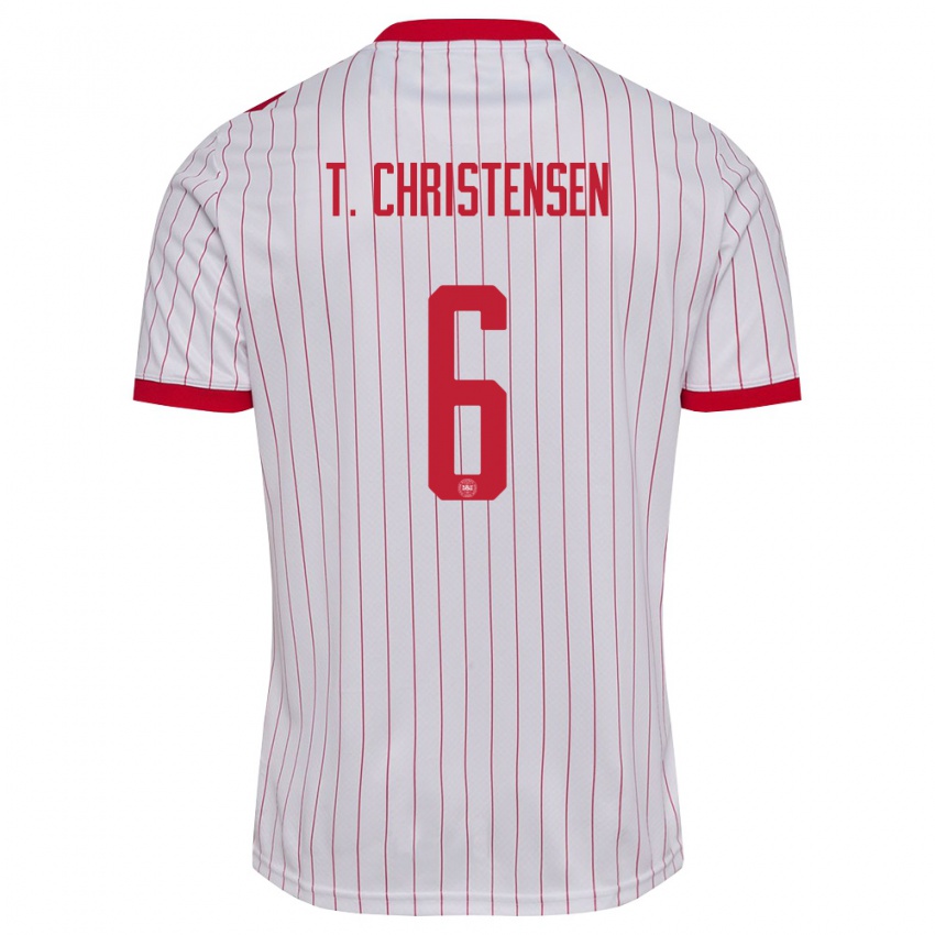 נשים דנמרק Tristan Christensen #6 לבן אדום הרחק ג'רזי 26-28 חולצה קצרה