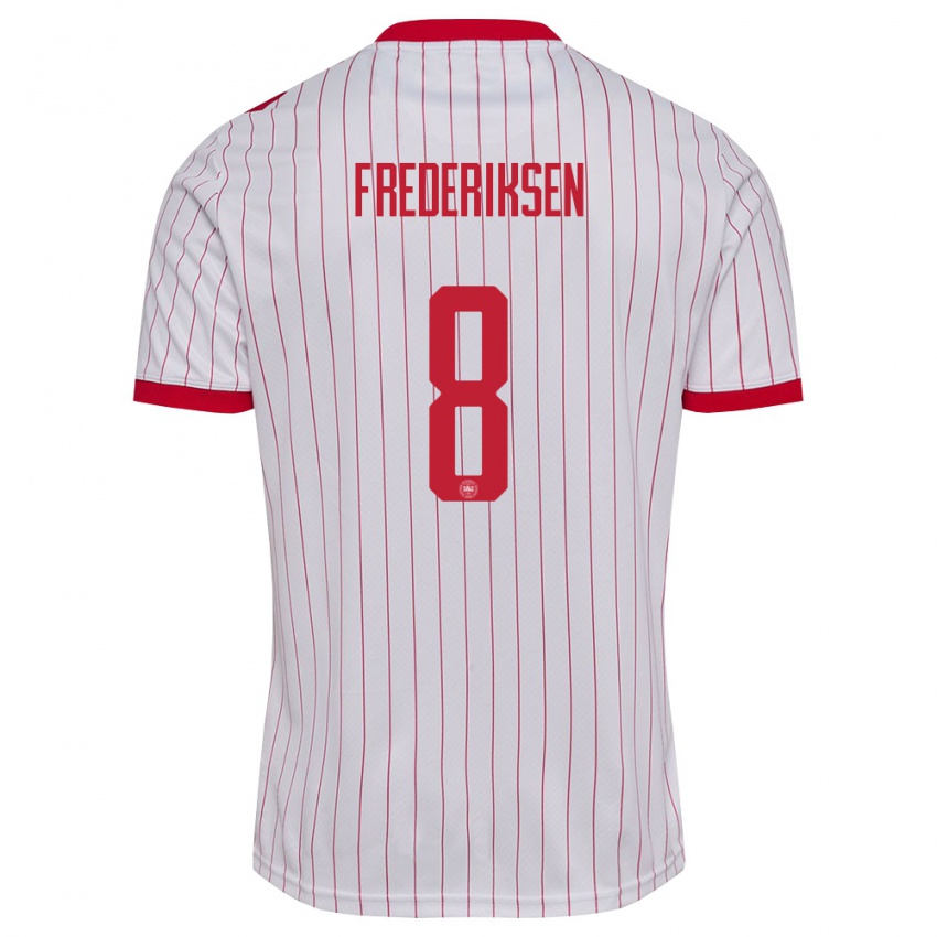 נשים דנמרק Albert Frederiksen #8 לבן אדום הרחק ג'רזי 26-28 חולצה קצרה