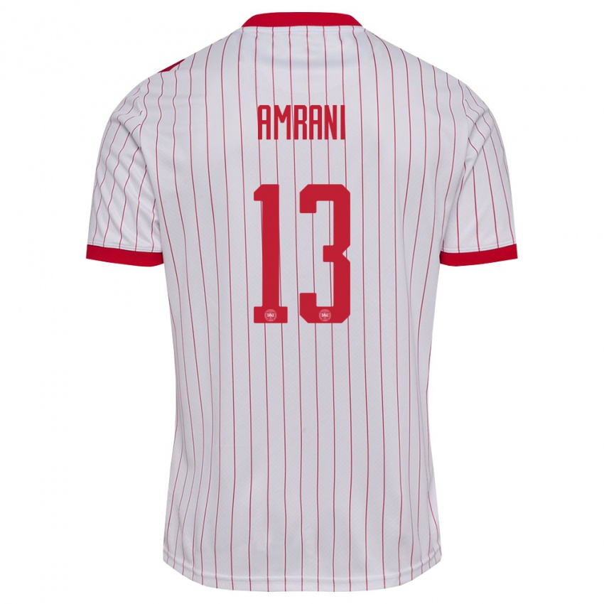 נשים דנמרק Adam Amrani #13 לבן אדום הרחק ג'רזי 26-28 חולצה קצרה