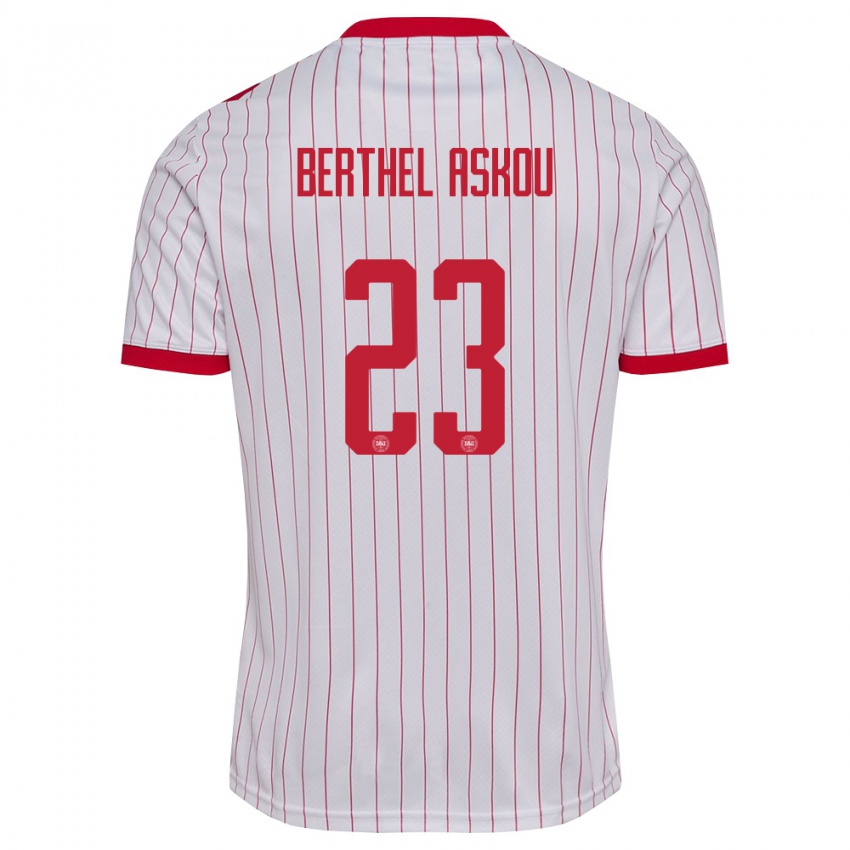 נשים דנמרק Julius Berthel Askou #23 לבן אדום הרחק ג'רזי 26-28 חולצה קצרה