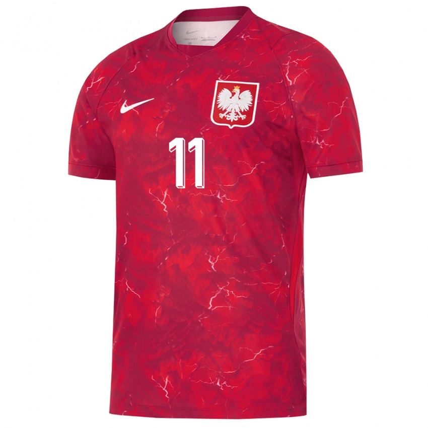 נשים פולין אוולינה קמצ'יק #11 אדום לבן הרחק ג'רזי 26-28 חולצה קצרה