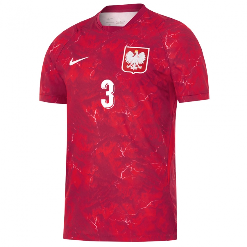 נשים פולין פאבל דוידוביץ' #3 אדום לבן הרחק ג'רזי 26-28 חולצה קצרה